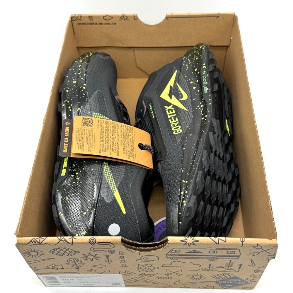 Nike Mens Pegasus Trail 5 GTX Black Volt Shoes Sz 10.5 New Outdoors FQ0908-014 - Picture 10 of 12